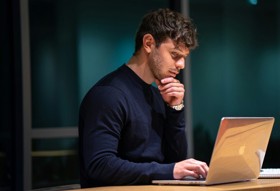 person working on laptop
